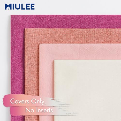 Pack of 4 Decorative Outdoor Throw Pillow Covers Linen Waterproof Pillow Covers Summer Farmhouse Cushion Cases for Patio Garden Tent Balcony Couch Sofa 18x18 Inch Pink (18" x 18" (Pack of 4) / Pink)