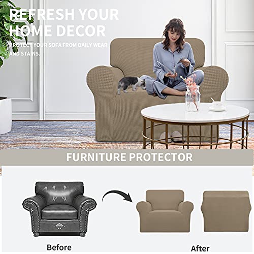 Stretch Oversized Chair Slipcover with Arm Washable Natural (Small-XL Chair / Natural)