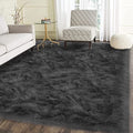 Dark Grey Rugs 6x8 Area Living Room Faux Sheepskin Fur Rug for Bedroom Washable Shag Fuzzy Furry Rug Home Décor (6' x 8' (Rectangular) / Dark Grey)