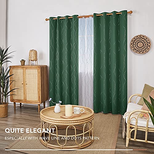 Living Room Curtains 84 Inches Long (Green/Wave Dots / 52"W x 84"L (Pack of 2))