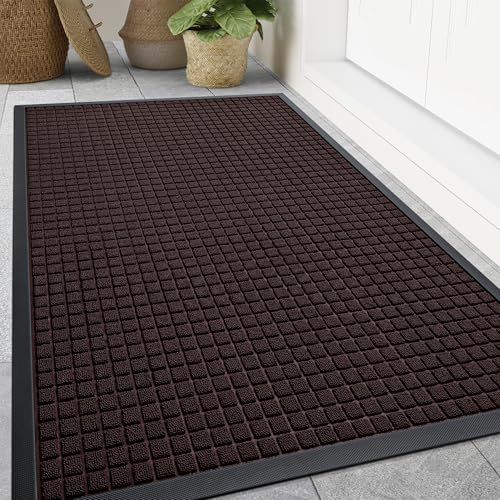 Front Door Mat Outside Entrance (Brown / 59" X 34")