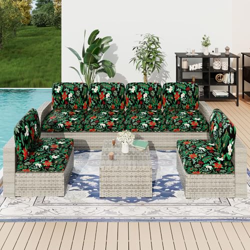 Printed Couch Cushion Covers (Dark Red / Seat Cover Large)