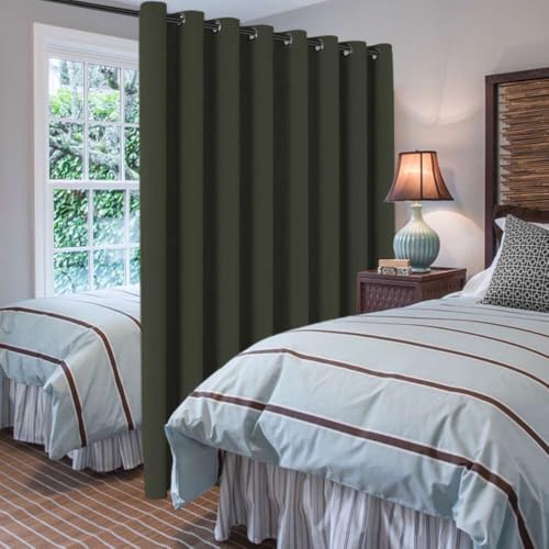 Blackout Patio Curtains 100 x 84 Inches for Sliding Door Extral Wide Blackout Curtain Panels Thermal Insulated Room Divider (100"W x 84"L (Pack of 1) / Olive)