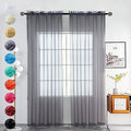 Solid Sheer Rod Pocket Curtain Voile Draperies 2 Panels White Beige Black Grey Coffee 52 Inch Width 84 Inch Long 1 Pair for Kitchen Bedroom Children Living Room Yard (Grey / 52"W x 84"L (Pack of 2))