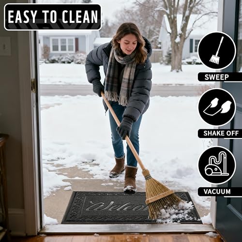 Welcome Mat Outdoor Indoor (Black / 36x24 Inch)