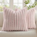 Fall Faux Fur Throw Pillow Covers 22x22 Set of 2 Pink White (Pink White / 22" x 22" (Pack of 2))
