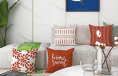 Burnt Orange Linen Pillow Covers 20x20 Set of 4 (Burnt Orange / 20" x 20" (Pack of 4))