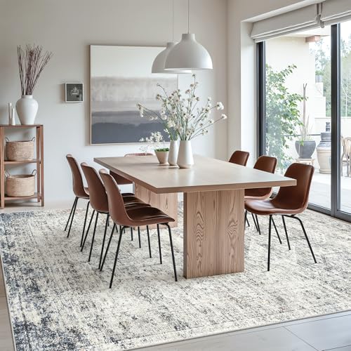 Washable Area Rug 8x10 Large Soft Living Room Rugs Blue (Blue/Ivory / 8' x 10' (Rectangular))