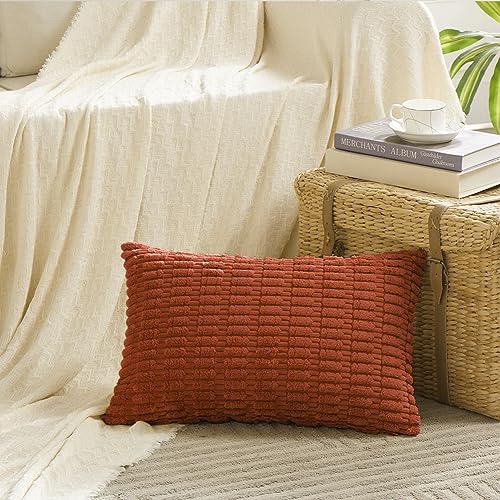 4 Packs Decorative Throw Pillow Covers for Living Room Couch Bed (24" x 12" (Pack of 4) / Burnt Orange)