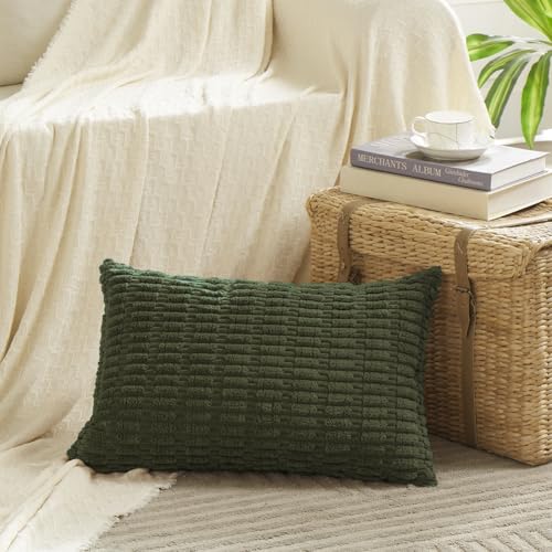 4 Packs Decorative Throw Pillow Covers for Living Room Couch Bed (24" x 14" (Pack of 4) / Olive Green)
