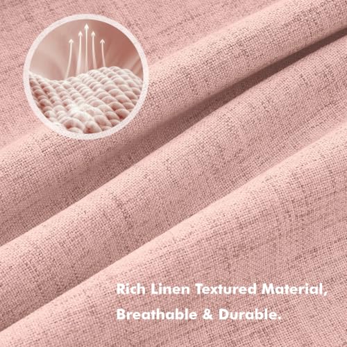 100% Blackout Linen Curtains 42 x 63 Inch Blush Pink 2 Panels (Blush Pink / 42"W x 63"L (Pack of 2))