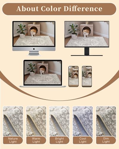 4x8 Wide Hallway Runner Rug Washable for Living Room (Beige/Brown / 4' x 8' (Runner))