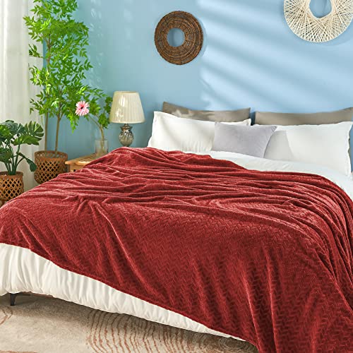 Fleece Throw Blanket (Burgundy / Throw/Travel-50x60 IN)
