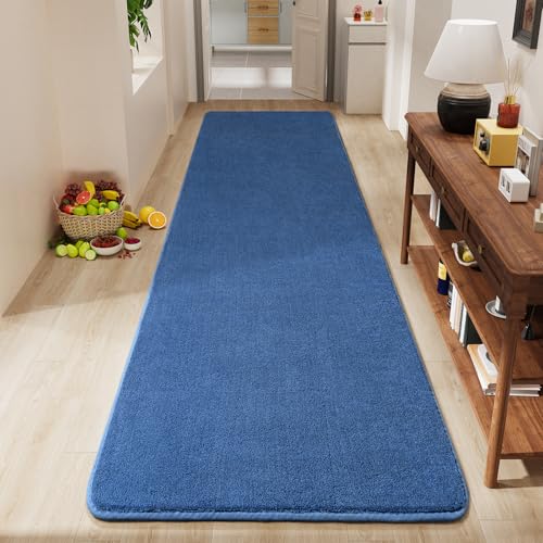 Modern Soft Hallway Runner Rug (2' x 10' (Runner) / Blue)