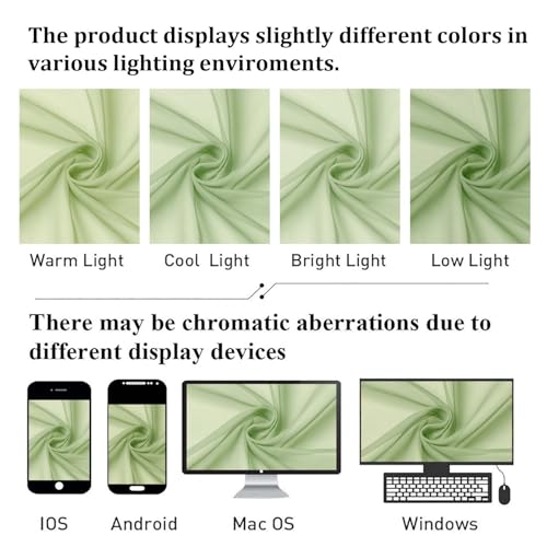 Light Green Sheer Curtains 54 Inch Length 2 Panels (Light Green / 42"W x 54"L (Pack of 2))