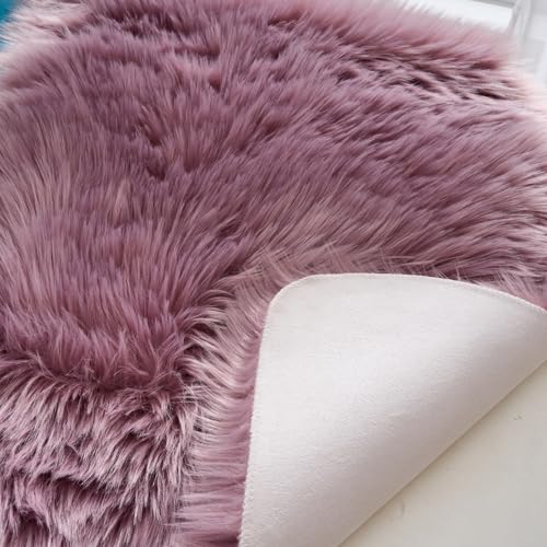 Ultra Soft Fluffy Shaggy Area Rug Faux Fur Rug Chair Cover Seat Pad Fuzzy Area Rug for Bedroom Floor Sofa Living Room (Light Purple / 2' x 4' (Rectangular))