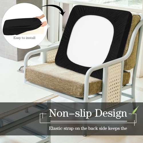 4 Pcs Stretch Cushion Covers (Black / Seat Cover)