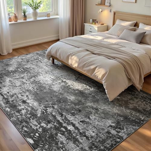 Living Room Rug 5x7 Black Area Rug Machine Washable Boho Carpet Non Slip Abstract Vintage Indoor Large Rugs for Bedroom (Black / 5' x 7' (Rectangular))