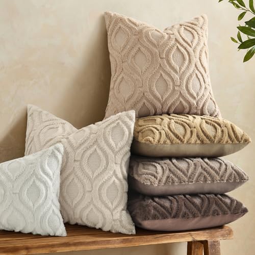 Faux Fur Soft Light Khaki Throw Pillow Covers 22x22 Set of 2 (22" x 22" (Pack of 2) / Light Khaki)