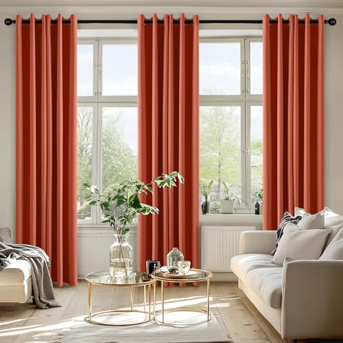 Fall Blackout Curtains for Bedroom 2 Panel 40"x84" Long Burnt Orange (Burnt Orange / 40"W x 84"L (Pack of 2))