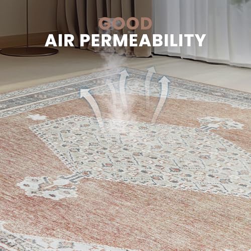 Washable Rugs 8x10 Area Rugs for Living Room (8' x 10' (Rectangular) / Gray-orange-black-green)