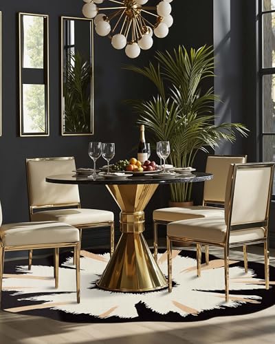 4ft Round Rug Washable Modern Circle Area Rug (Black Apricot / 4' (Round))