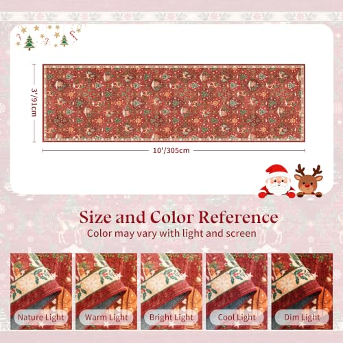 Christmas 3x10 Runner Rugs for Hallway (Christmas Red / 3' x 10' (Runner))