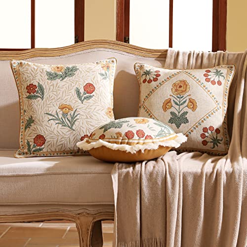 French Vintage Linen Throw Pillow Cover (18" x 18" (Pack of 1) / Rosasilvestre a)