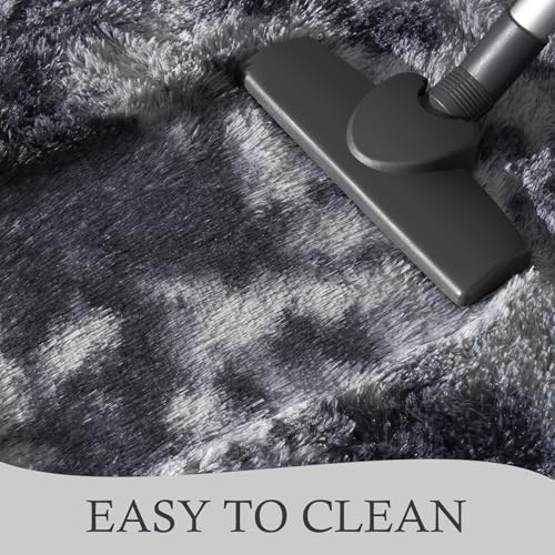 Soft Runner Rugs for Bedroom Living Room Plush Fluffy Rug 2x10 (Grey and Black / 2' x 10' (Runner))