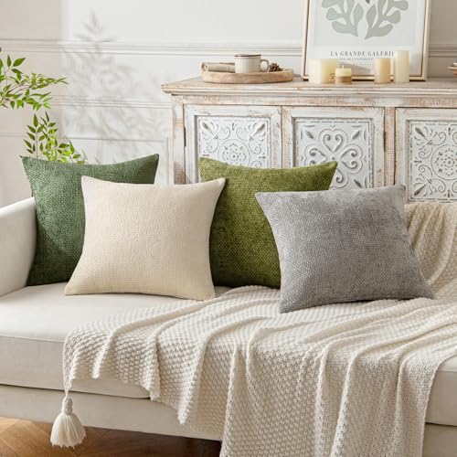Decorative Couch Throw Pillow Covers 20x20 Inch Neutral Cream 2 Pack (20" x 20" (Pack of 2) / Cream)