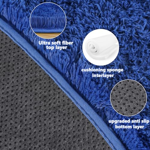3'x3' Blue Round Rug for Bedroom (3' (Round) / Blue)