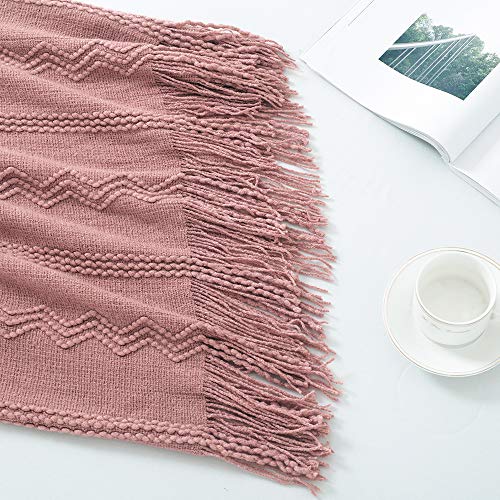 Coral Pink Throw Blanket 50x60 Inch Knitted Soft Throw Sofa Blanket (Coral Pink / 50"x60")