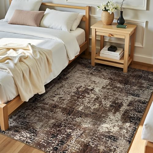 Entryway Rug 3x5 Brown Bedroom Area Rug Washable Non Slip Abstract Coffee Boho Rugs for Indoor Entry (Brown / 3' x 5' (Rectangular))