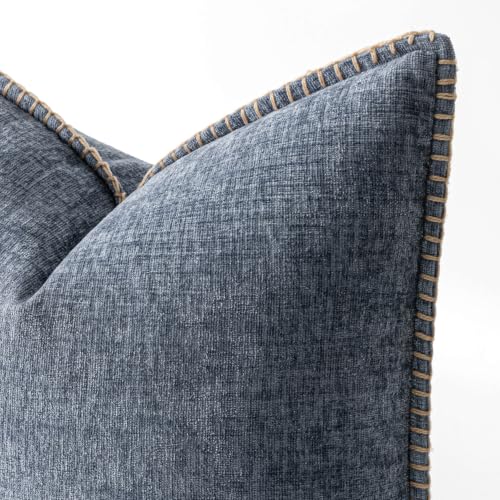Decorative Couch Throw Pillow Covers 16x16 in Dark Grey Blue 2 Pack (Dark Grey Blue / 16" x 16" (Pack of 2))