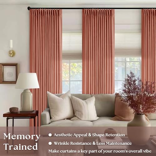 Red Clay Linen Pinch Pleated Curtains 108 Inches Long 2 Panels Firebrick (Firebrick / 40"W x 108"L (Pack of 2))