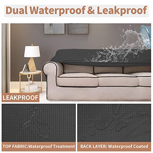 100% Waterproof Loveseat Couch Cover Stretch Jacquard Sofa Cover (Dark Gray / Loveseat)