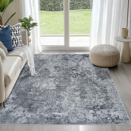 4x6 Area Rugs for Living Room Washable Bedroom Dining Room Black (Black / 4' x 6' (Rectangular))