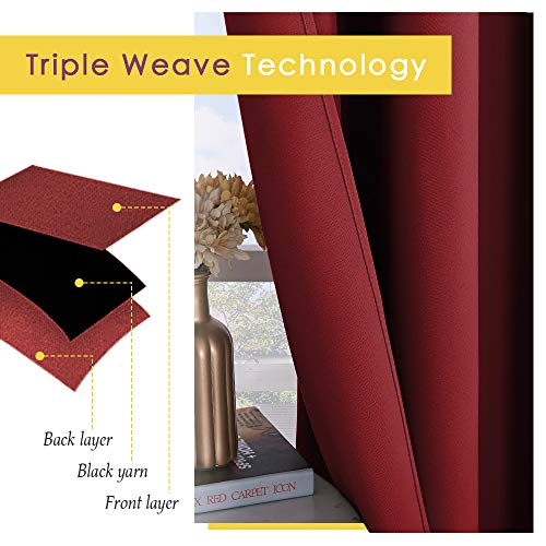 Christmas Window Curtains Blackout Drapes (Burgundy Red / 42"W x 45"L (Pack of 2))