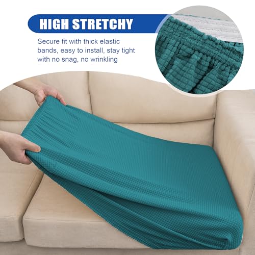 Water Resistant Couch Cushion Covers Stretch Sofa Seat Slipcover for Pets (Small / Dark Teal)