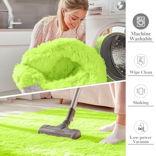6x9 Machine Washable Large Area Rugs for Living Room (6x9 Ft / Lime Green)