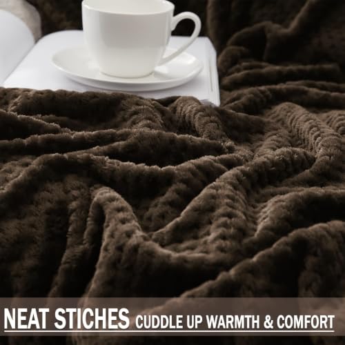 Large Waffle Fleece Throw Blanket for Couch (Coffee / 50x70 in)