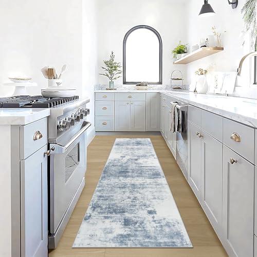 2'6''x8' Runner Rugs Washable Rug (Blue/White / 2'6" x 8' (Runner))