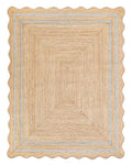 Wave Scalloped Natural Jute Runner Boho Jute Entryway Farmhouse Scallop Rug (Grey / 9'x12' (Rectangular))