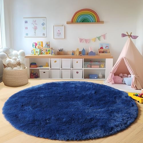 Navy Blue Round Area Rugs 5ft (Navy Blue / 5' (Round))