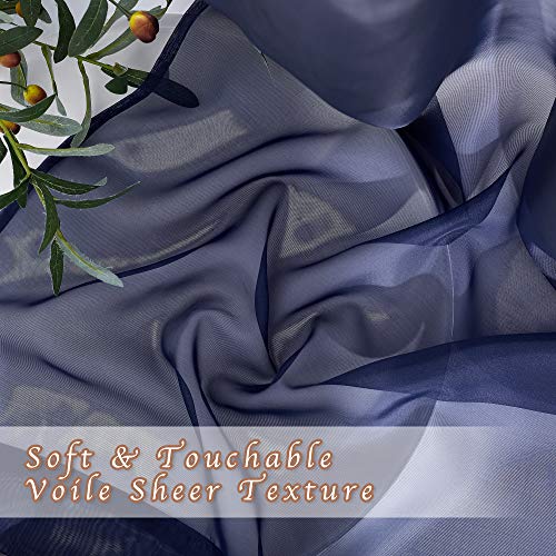 Sheer Curtains Voile Panels (Dark Blue / 54"W x 63"L (Pack of 2))