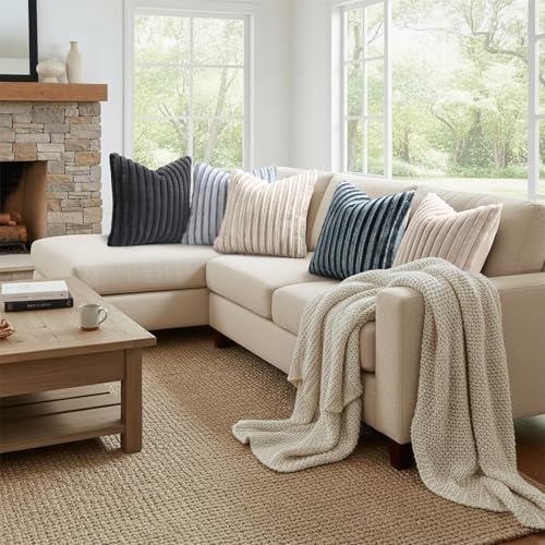 Fall Faux Fur Throw Pillow Covers 26x26 Set of 2 Blue Grey (Blue Grey / 26" x 26" (Pack of 2))