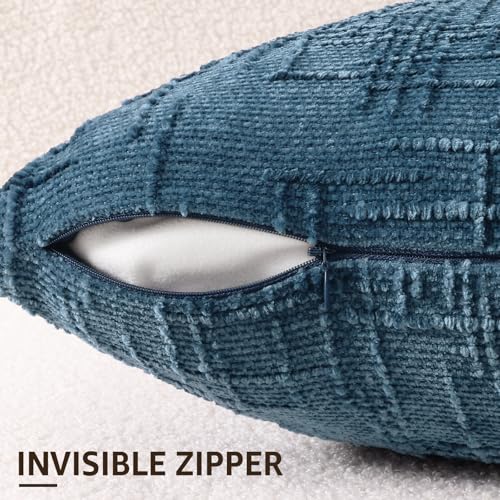 Textured Chenille Throw Pillow Covers 20x20 Set of 2 Navy Blue (Navy Blue / 20" x 20" (Pack of 2))