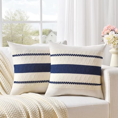 Set of 1 Navy Blue Big Decorative Throw Pillow Covers 24x24 Inch for Couch Bed Sofa Living Room (24" x 24" (Pack of 1) / Navy Blue)