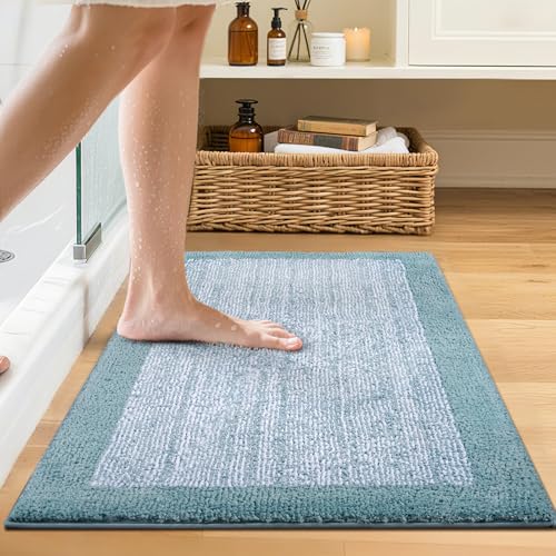 Bathroom Rugs 24x17 Non Slip Washable (Dusty Blue / 1'5" x 2' (Rectangular))
