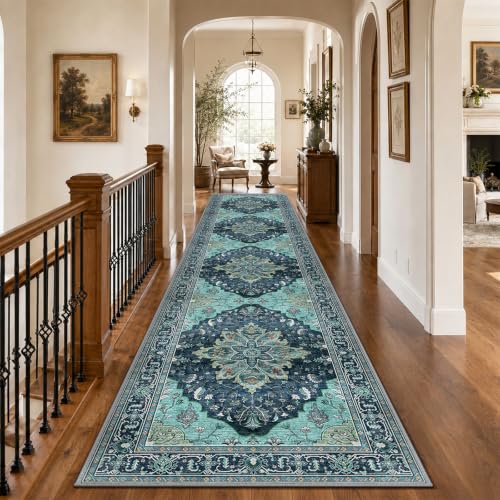 Washable Area Rug (Teal / 3' x 12' (Rectangular))